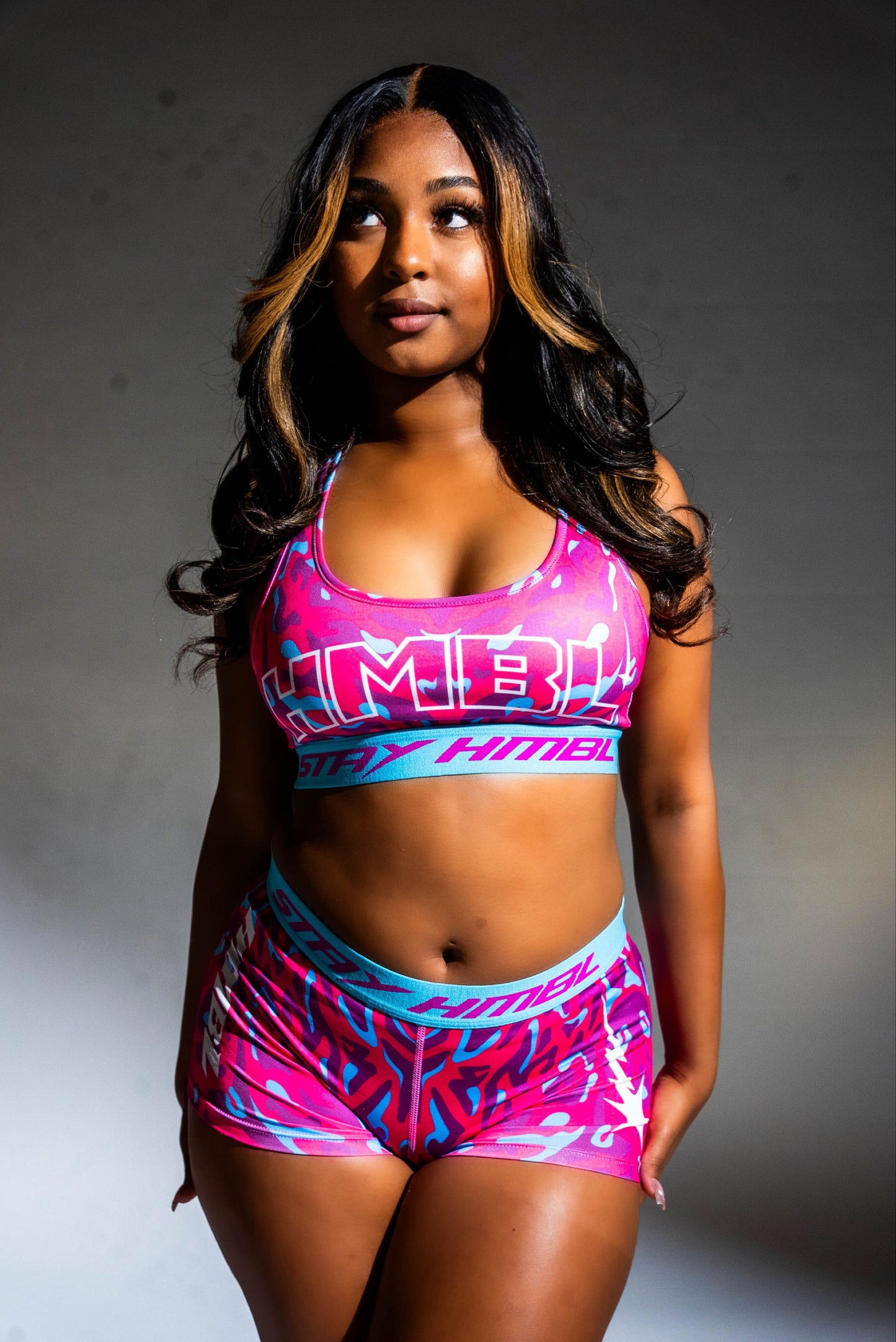 Pink camo womens set