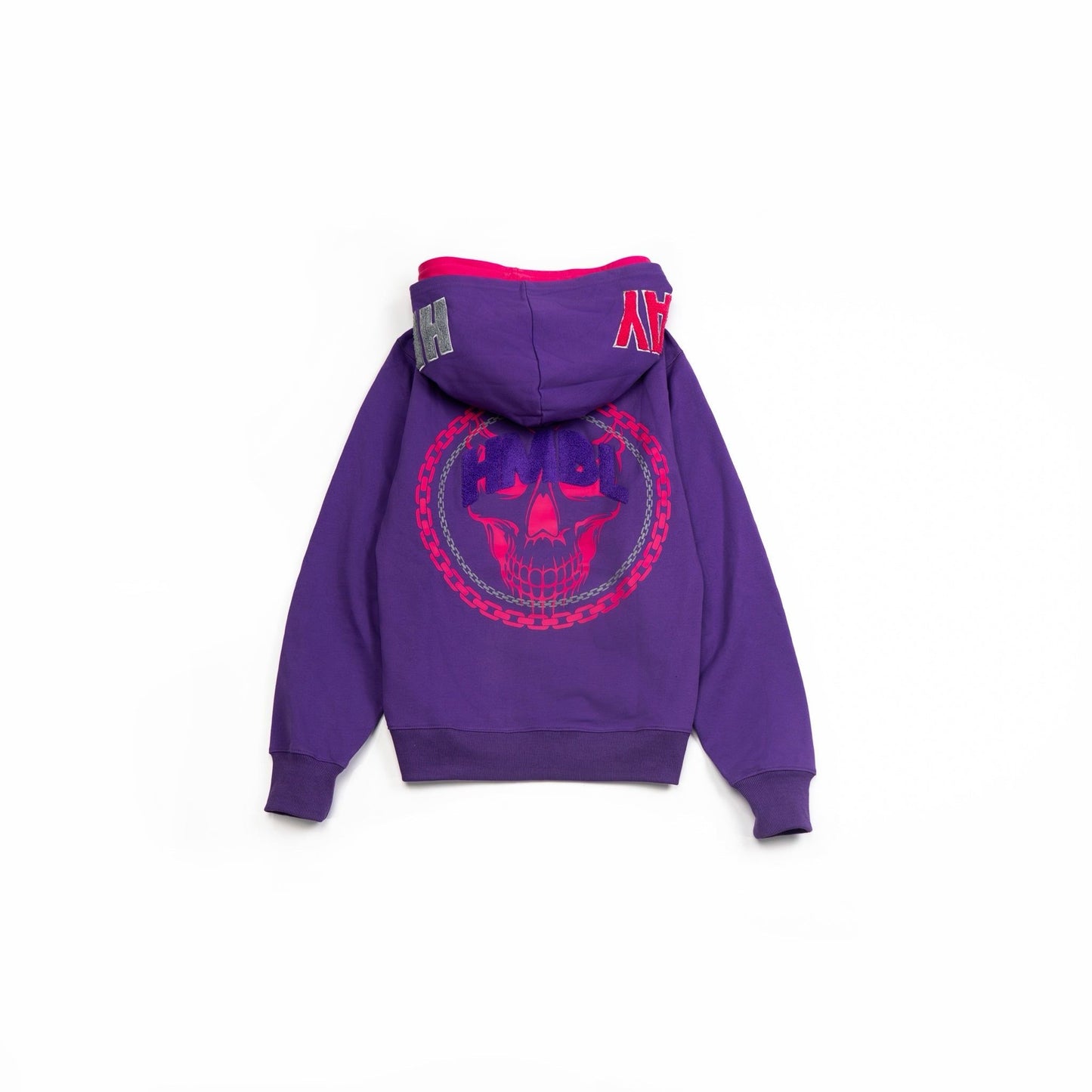 Pink with purple double hood