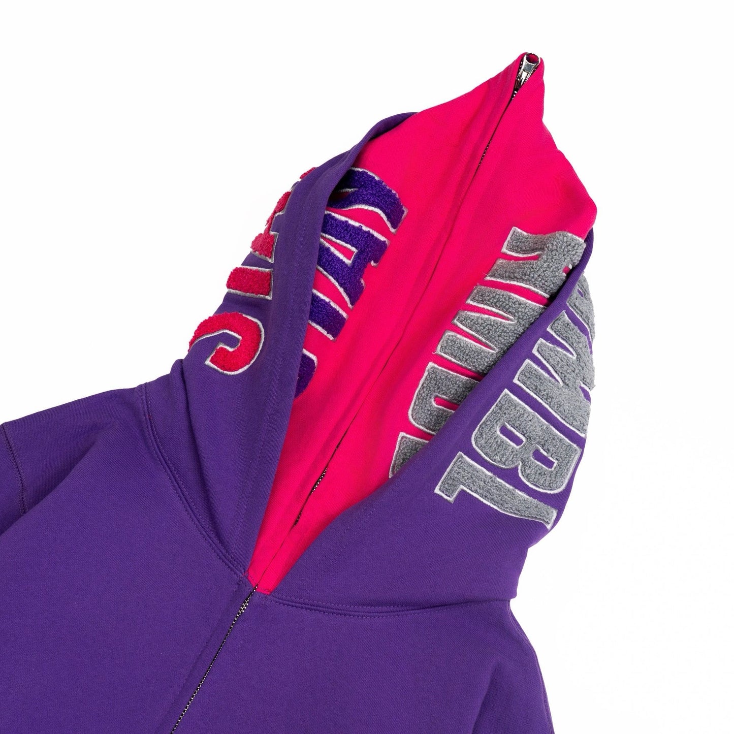 Pink with purple double hood