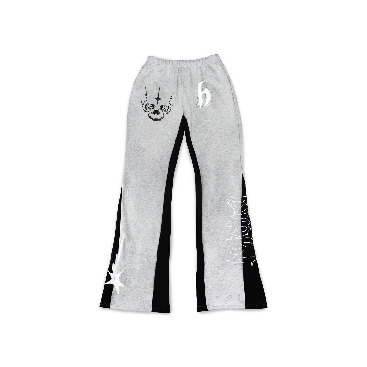 Cool grey stacked rhinestone sweats