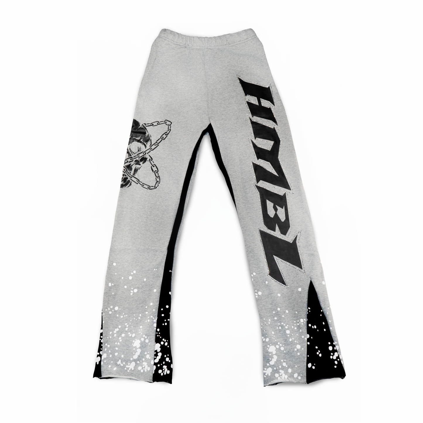 Cool grey rhinestone flared sweats