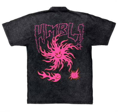 Pink and Grey HMBL Smiling Fire T-shirt