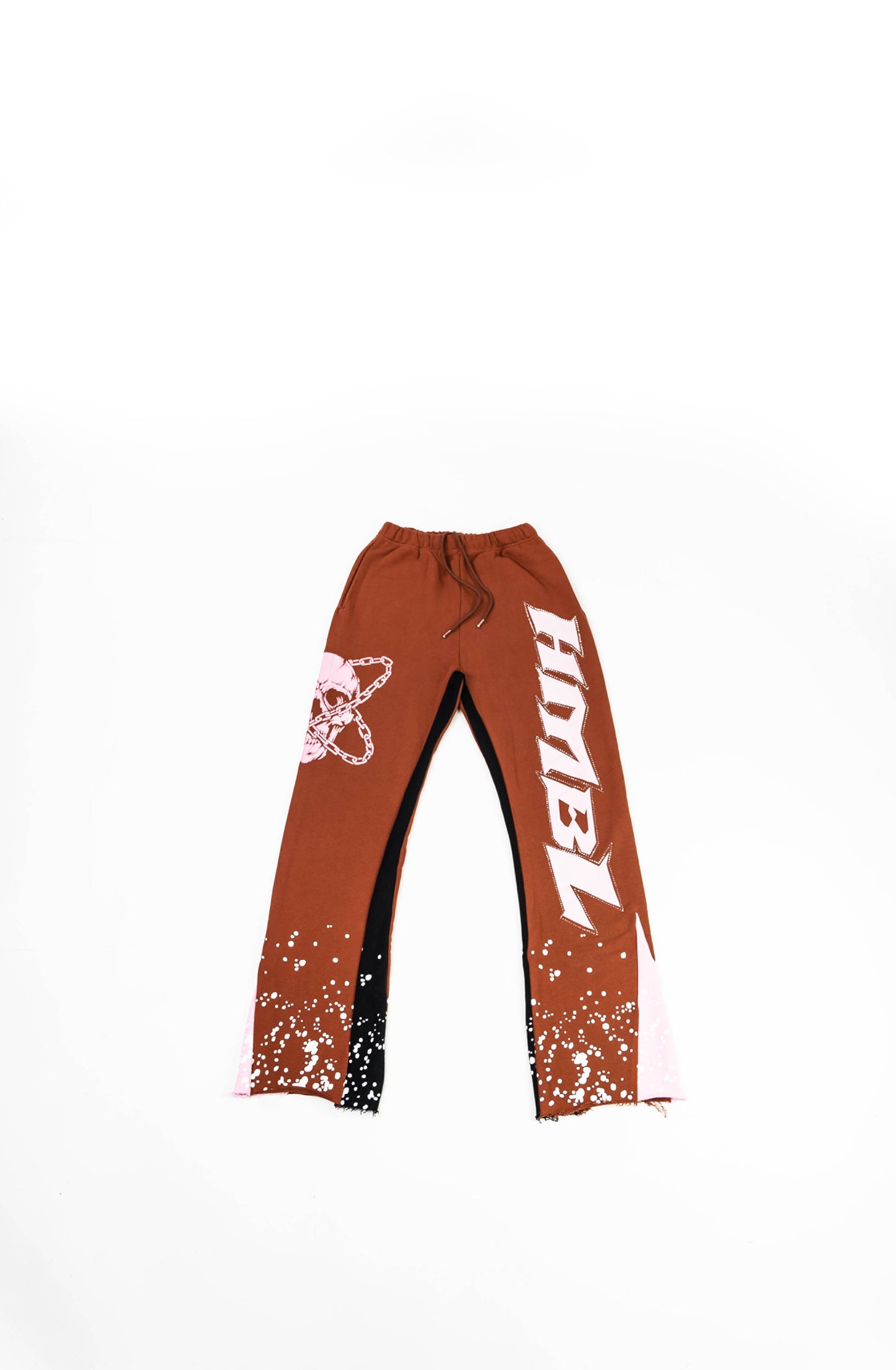 Brown mocha painted stacked pants
