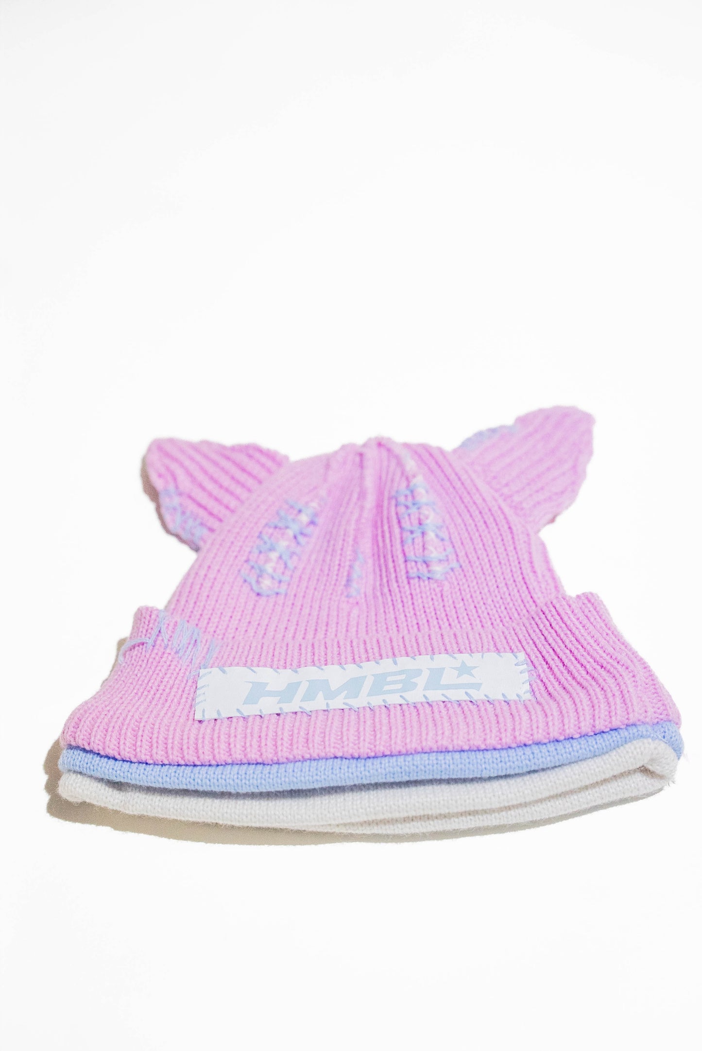 Cotton candy pink triple layer beanie