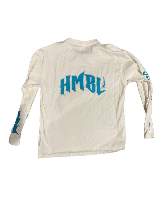 White and blue pray more long sleeve shirt