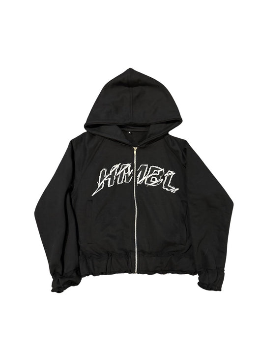 Small women black cropped hoodie