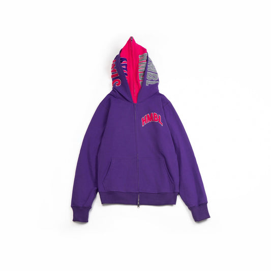 Pink with purple double hood