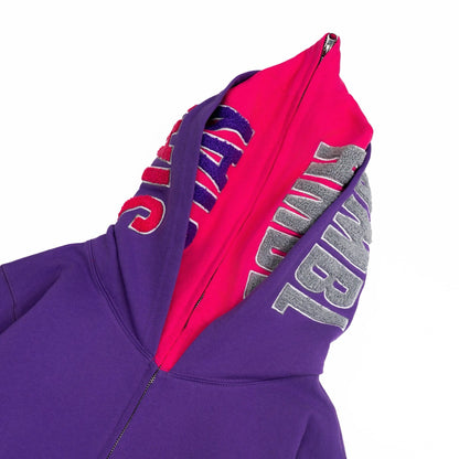 Pink with purple double hood
