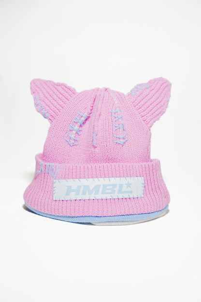 Cotton candy pink triple layer beanie