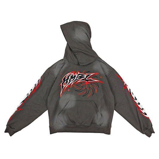 Red ranger acid wash hoodie