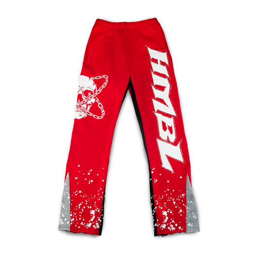 Red October rhinestone flared sweats