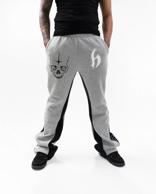 Cool grey stacked rhinestone sweats