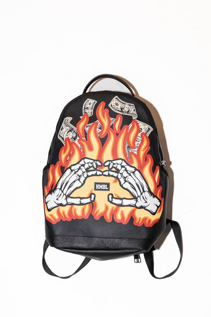 Black HMBL trap ain’t dead flames back pack