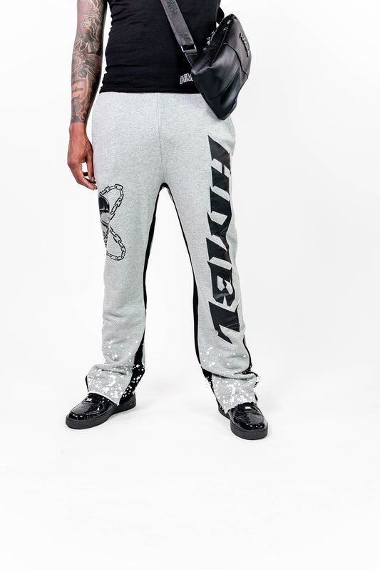 Cool grey rhinestone flared sweats