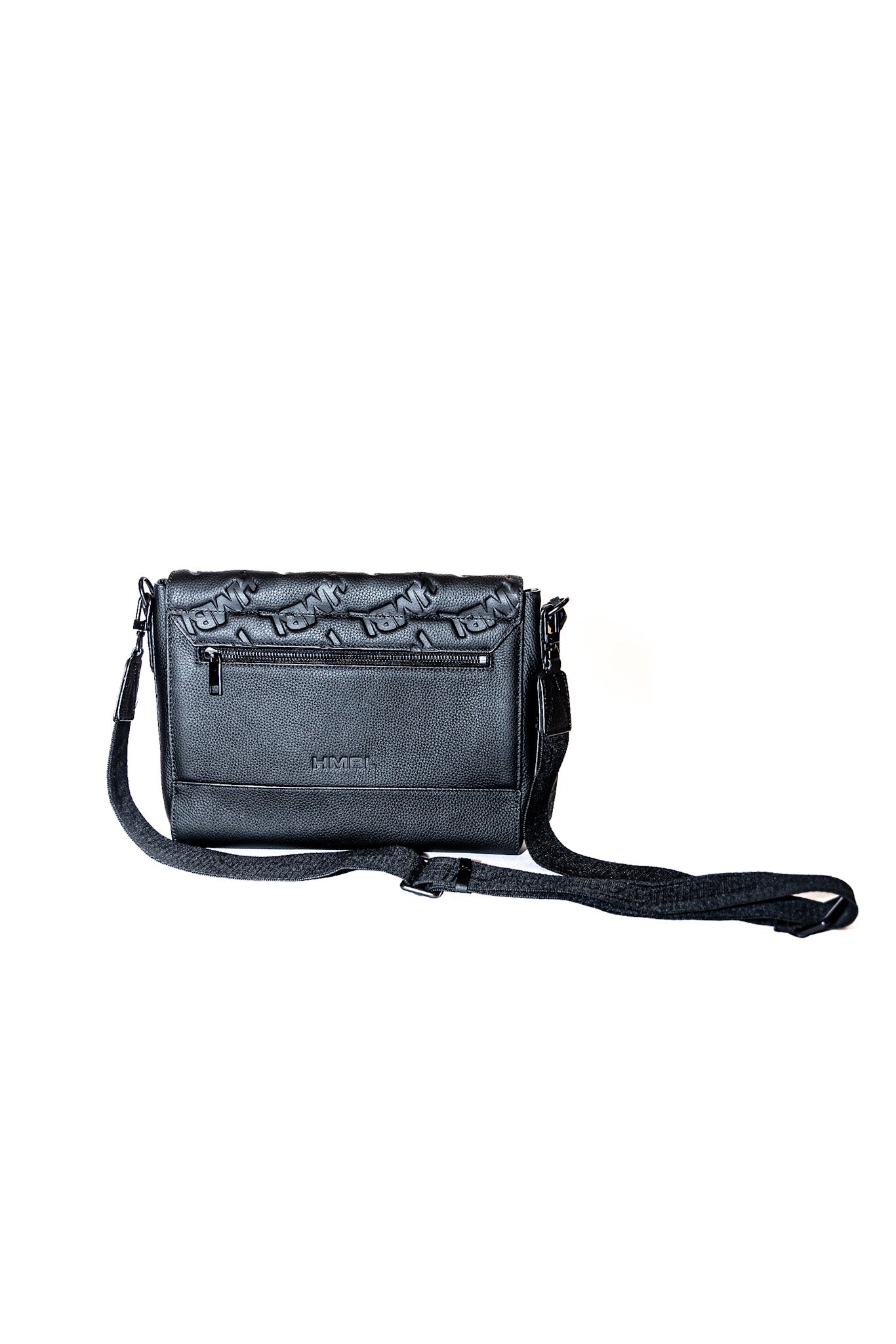 Hmbl black leather London print all over messanger bag