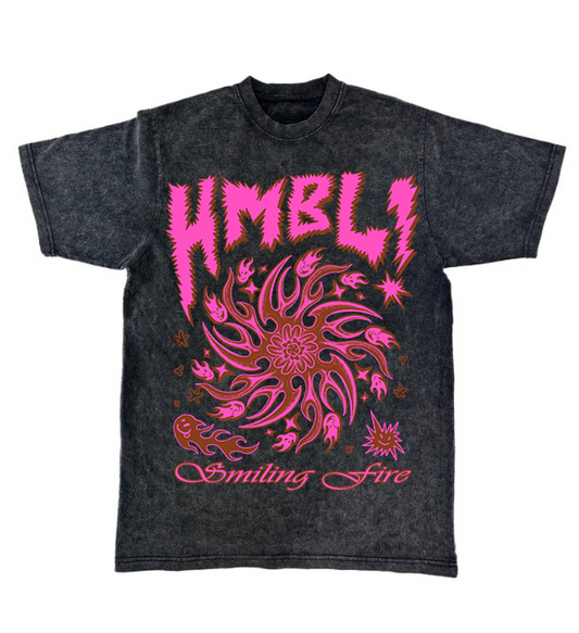 Pink and Grey HMBL Smiling Fire T-shirt