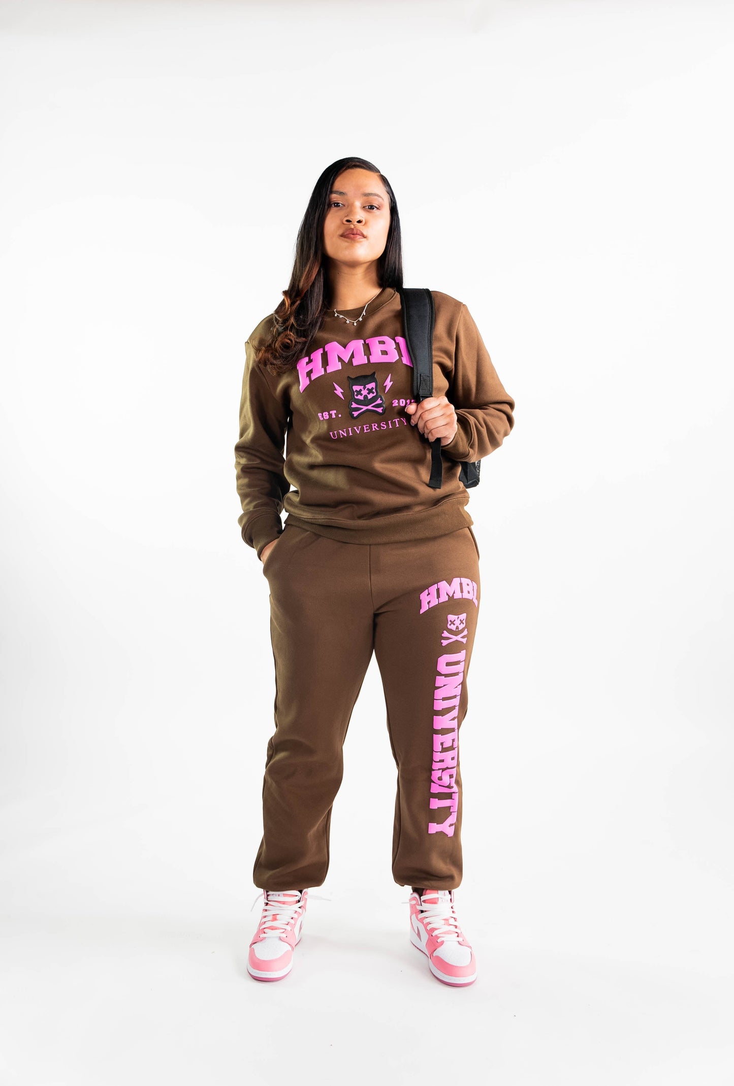 Brown mocha HMBL university sweatsuit