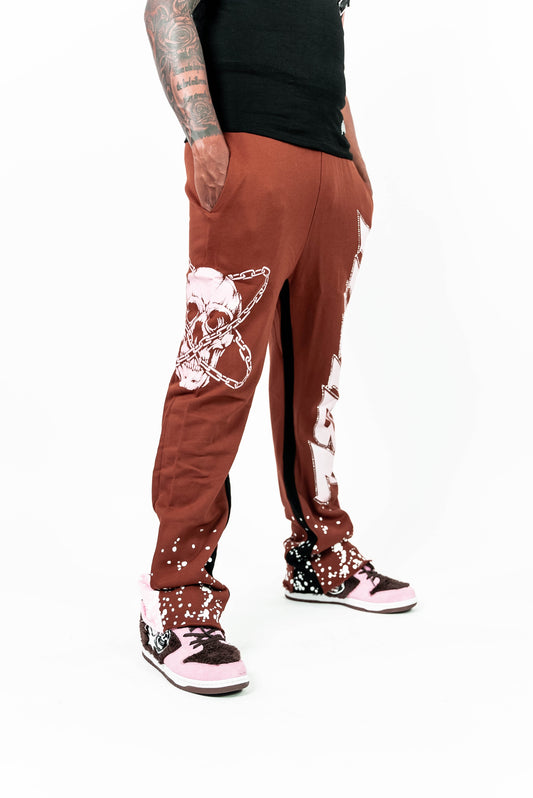 Brown mocha painted stacked pants